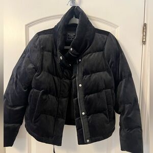 Abercrombie Black Velvet Puffer Bomber XS
